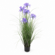 POTTED PURPLE FLOWERS ARTIFICIAL GRASS 90CM