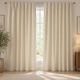 TEXTURED STRIPE TAPED CURTAIN NATURAL